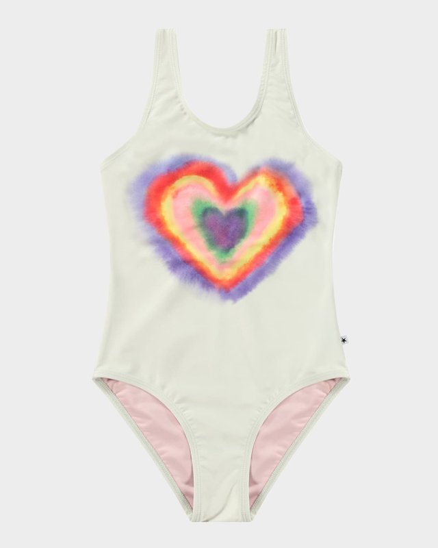Girl's Nika Printed Low Back Swimsuit, Size 8-12